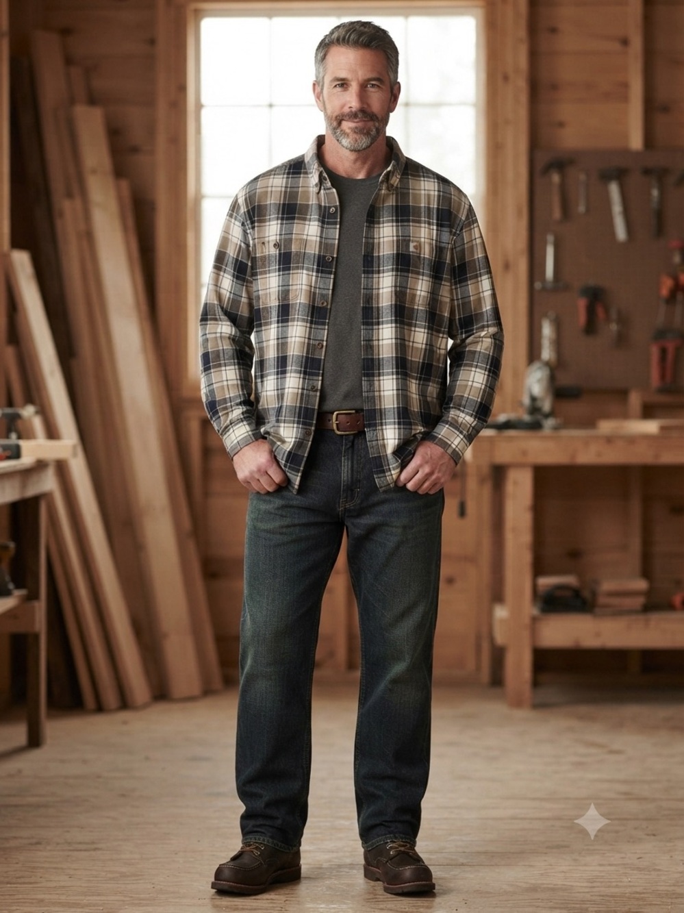 Carhartt Plaid Button-Up Shirt Jacket in Black, Tan, White